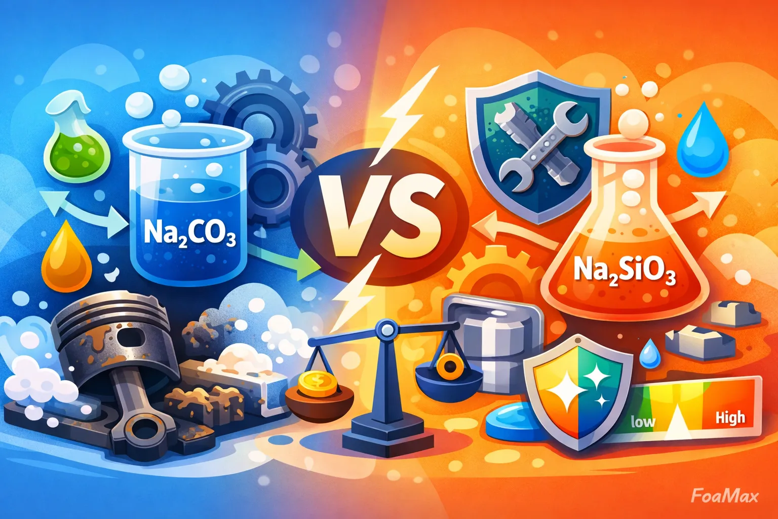 تحلیل مهندسی انتخاب بین کربنات سدیم و متاسیلیکات در شوینده صنعتی[عملکرد، پایداری و قدرت قلیائیت]