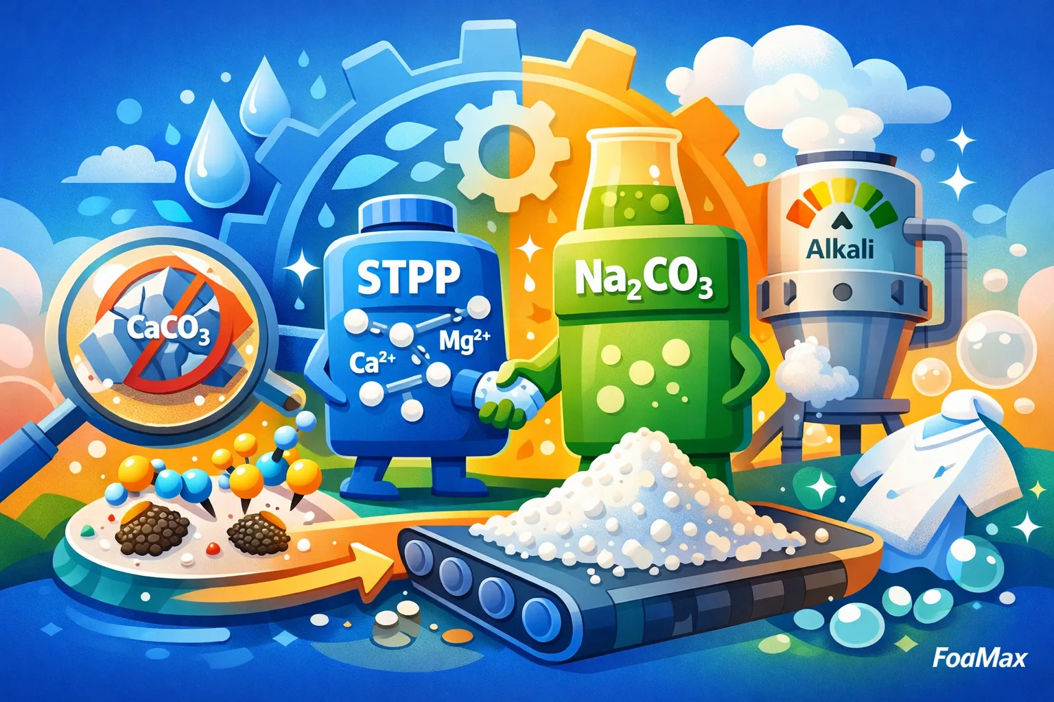 هم‌افزایی STPP و کربنات سدیم در بهینه‌سازی ساختار Builder شوینده‌های پودری