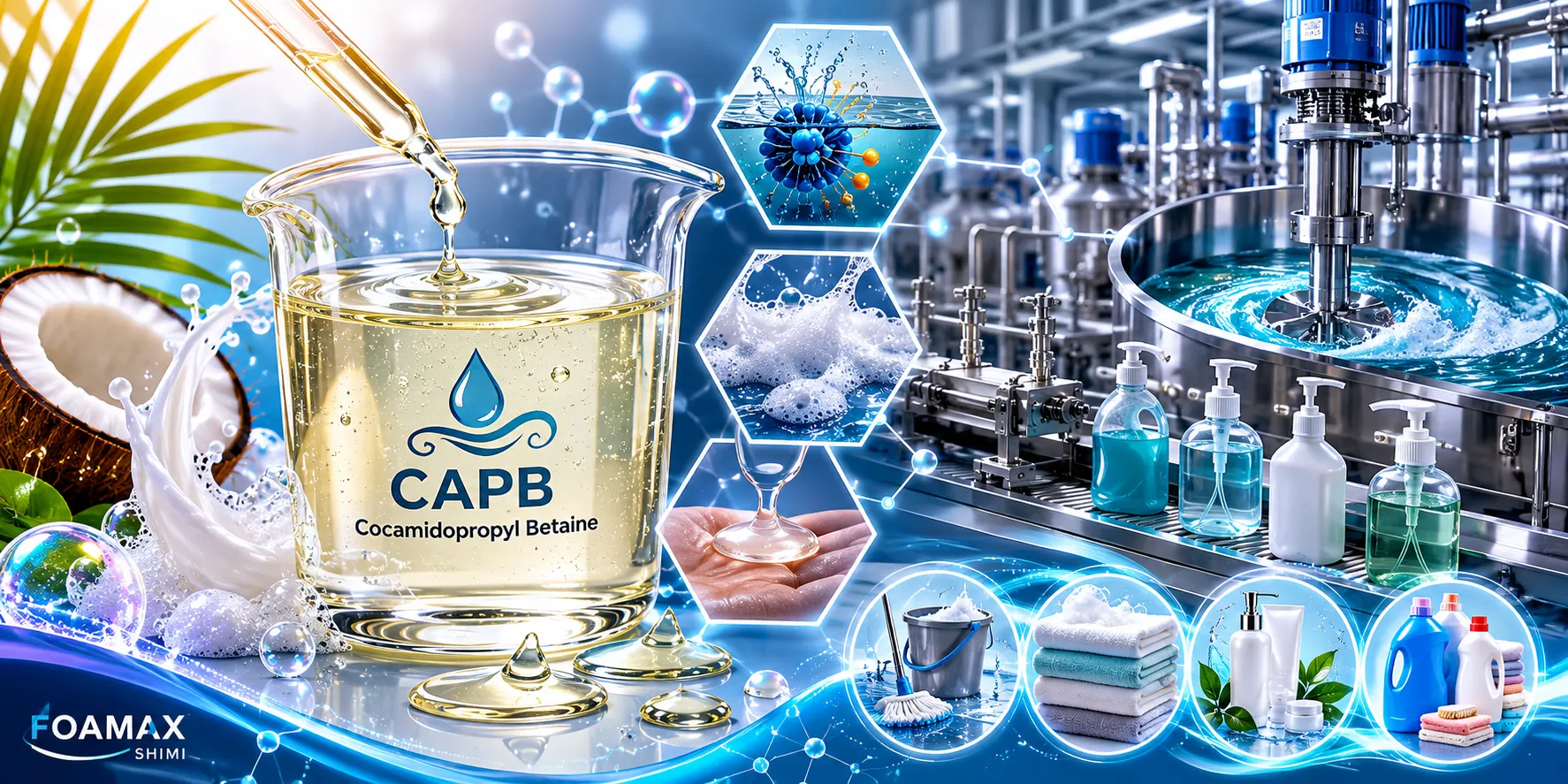 خرید بتائین CAPB یا کوکامیدوپروپیل بتائین، سورفکتانت آمفوتریک مورد استفاده در تولید شامپو، مایع دستشویی و محصولات شوینده