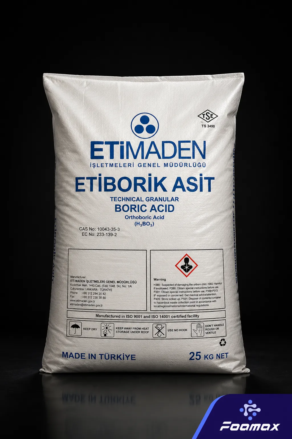 کیسه اسید بوریک (Boric Acid) گرانول صنعتی؛ ماده اولیه مورد استفاده در صنایع شوینده، شیشه، سرامیک، کشاورزی و سایر صنایع شیمیایی
