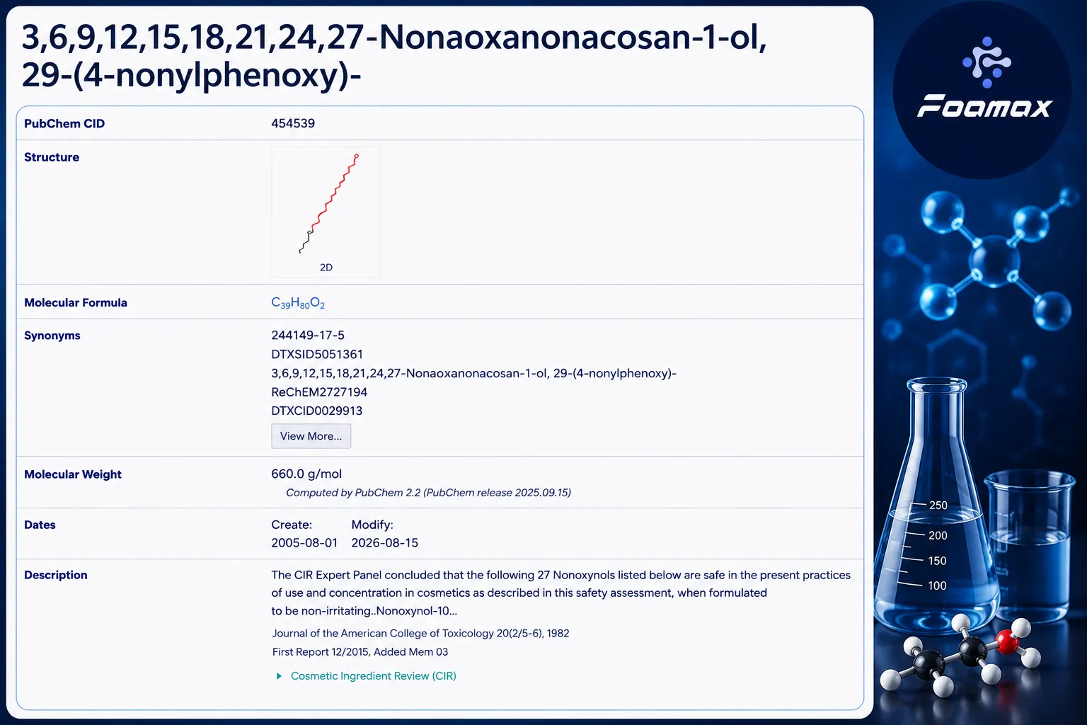 مشخصات شیمیایی نونوکسینول 10 (Nonoxynol-10)، ساختار مولکولی، فرمول شیمیایی و اطلاعات PubChem