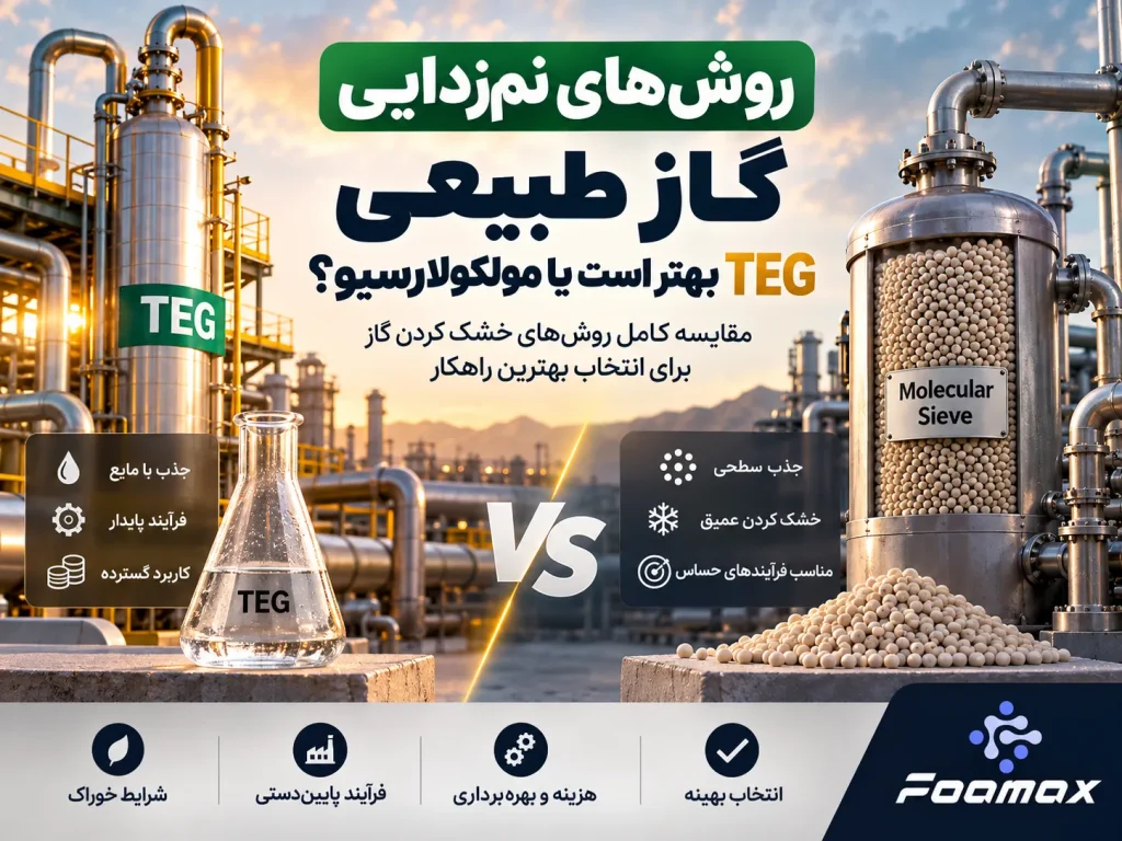 روش‌های نم‌زدایی گاز طبیعی و مقایسه TEG با مولکولارسیو برای خشک‌کردن گاز در واحدهای فرآورش
